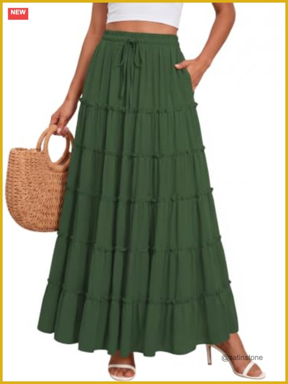 Chiffon Maxi Skirt with Pockets Tiered Renaissance Flowy A-Line